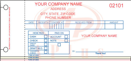 AP-508-3 • 3 Part Imprinted Cash Receipt